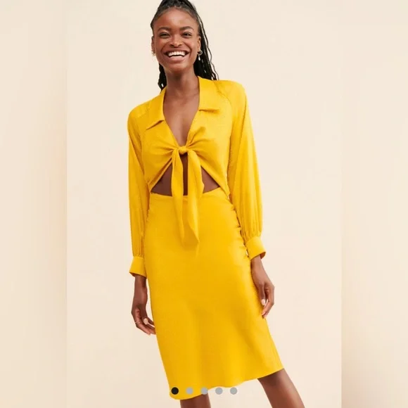 Urban Outfitters. Rare London satin tie front dress. - Picture 2 of 4